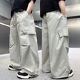 thumbnail image 2 of JSCDRPDWL Boys Girls Cargo Pants Oversized Wide Leg Parachute Pants Lightweight Quick Dry Drawstring Hiking Trousers with Pockets Loose Fit Open Bottoms, 2 of 9