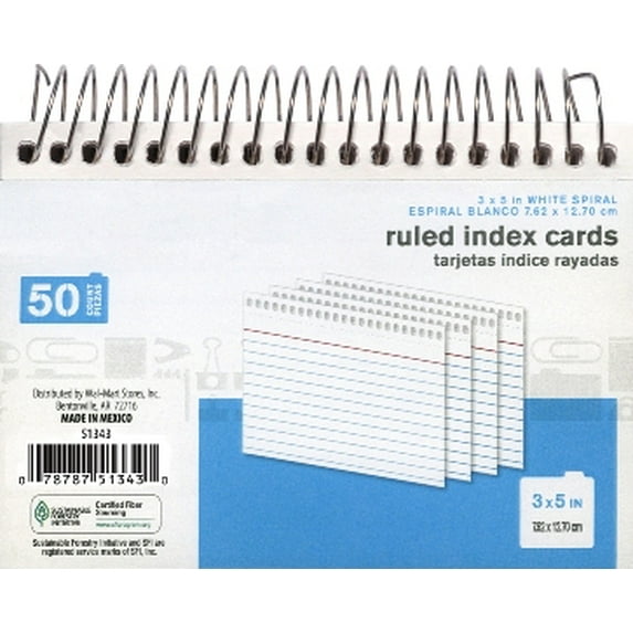 Oxford 3x5 White Spiral Index Card