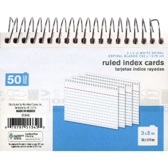 Oxford 3x5 White Spiral Index Card