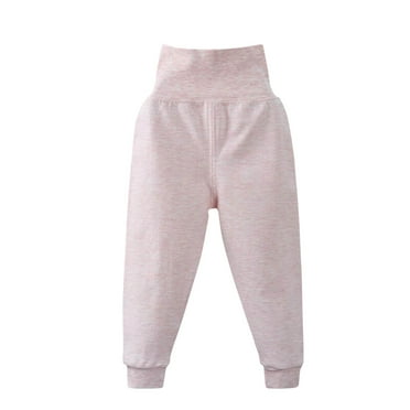 Lenpel Toddler Baby Pants Newborn Infant Soft Cotton High Waist Pull on Pants Casual Trousers for Girls Boys