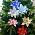 thumbnail image 4 of HUUXIW 5 Pieces Glitter Poinsettia Artificial Christmas Flowers Decorations Xmas Tree Ornaments Red Glitter Gold, 4 of 11