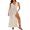 White, variant on KOMOO Women Crochet V Neck Dress Sleeveless See Through Slit Knitted Dress Backless Hollow Slim Long Dresses