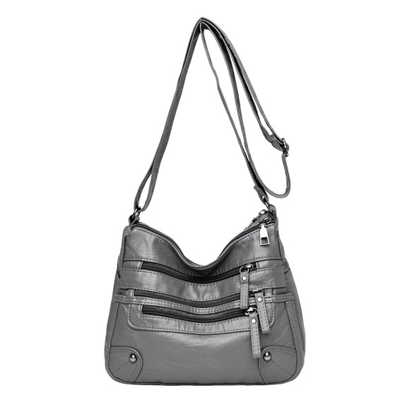 Crossbody Bags for Women Medium Pocketbooks Lightweight Ladies Satchel Bag Lightweight Multi Pocket Shoulder Handbag Gray