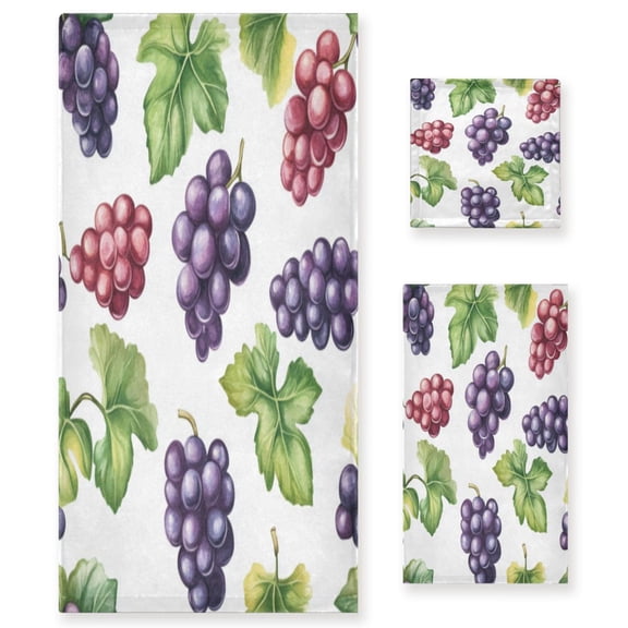 Three-Piece Towel Set Face Towel Towel Set Hand Towel Bath Towel Cotton Bath Towels Bath Towel Sets Hand Bath Towels Cartoon Grape