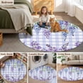 thumbnail image 5 of Purple Flowers Round Area Rug 4Ft Washable Circle Rugs for Bedroom Dining Room, Weeping Spring Floral Checkered Pastoral Non-Slip Carpet Floor Mats Indoor Outdoor Carpet Runner Aesthetic Home Decor, 5 of 8