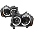thumbnail image 2 of AKKON - Fits 2005 2006 2007 Jeep Grand Cherokee LED [C-Tube] Light Bar Projector Black Headlights + Tail Brake Lamp Pair, 2 of 7