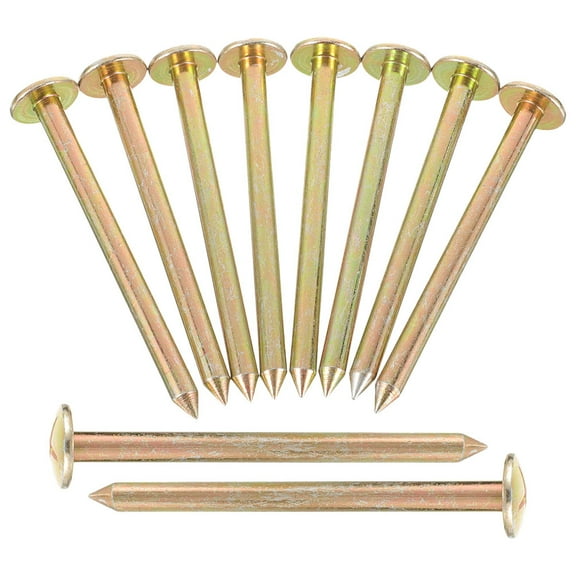 Niceauty 10pcs Golden Survey Nails for Outdoor Use Galvanized High Precision Measurement Marking Stakes