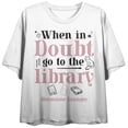 thumbnail image 6 of Harry Potter When In Doubt, Go To the Library Women's White Boyfriend Crop Tee-Small, 6 of 7