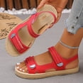 thumbnail image 3 of Miluxas Leather Platform Sandals Women Solid Color Round Toe Sandals Women Personalized Stylish Footwear Red 6.5(38), 3 of 8