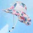 thumbnail image 2 of LIIPEE Girls Boys Sun Cap Cartoon Tropical Printed Bucket Wide Brim Adjustable Strap Hat Protection Caps With Neck Flap Comfort Picnic Hats,White,M, 2 of 4