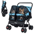 thumbnail image 1 of Gymax Double Pet Stroller w/ 2-seater Carrier Adjustable Sunshade Removable Pad Navy Blue, 1 of 8