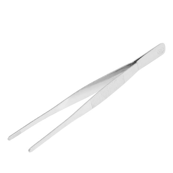 Unique Bargains Household 20cm Length Silver Tone Flat Straight Tweezers Handy Tool