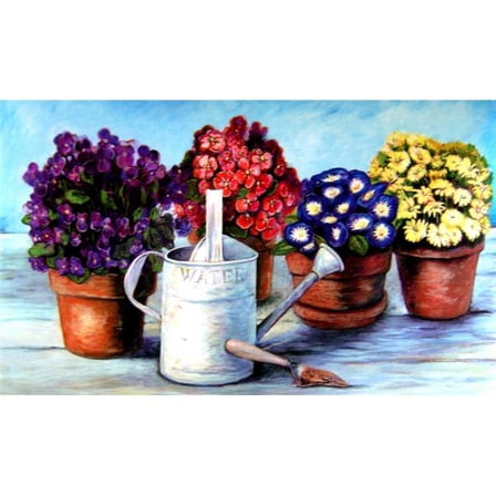 Custom Printed Rugs AWV084 Watering Can 18 x 30 in. Doormat Rug - Blue, Gold & Yellow, Yellow