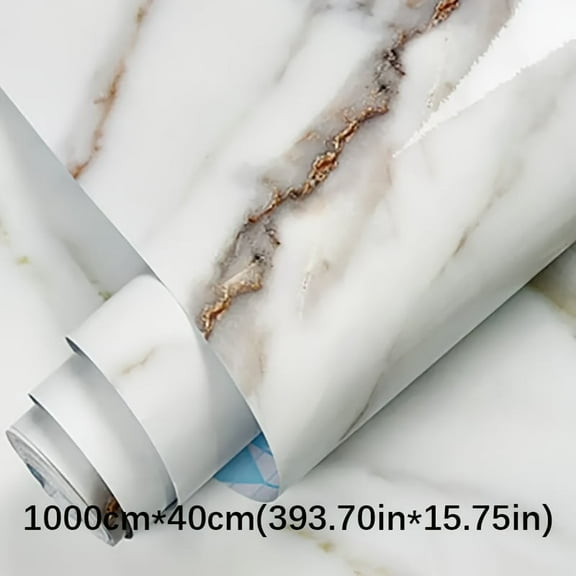 GYTY Marble Texture Self-Adhesive Wallpaper - Waterproof, Oil & Heat Resistant for Kitchen, Bathroom, and Room Renovation - Easy Peel & Stick15.74" W x 39.37/196.85/393.7" L