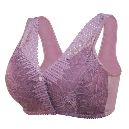 YHGFVOKJ Bras for Women Fashion Breathable No Steel Ring Soft Convertible Bra Full Coverage Front Sweat Absorbent Underwear Everyday Bras PurpleGrey 38/85