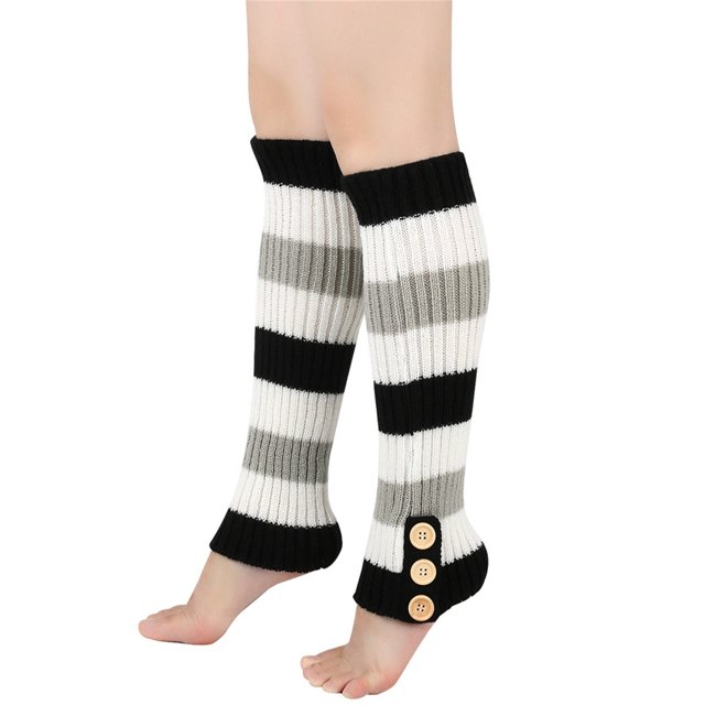 LSLJS Women's Warm Wool Socks Knitted Button Jacket Long Boot Covers Stacked Socks Foot Warmers Leg Covers