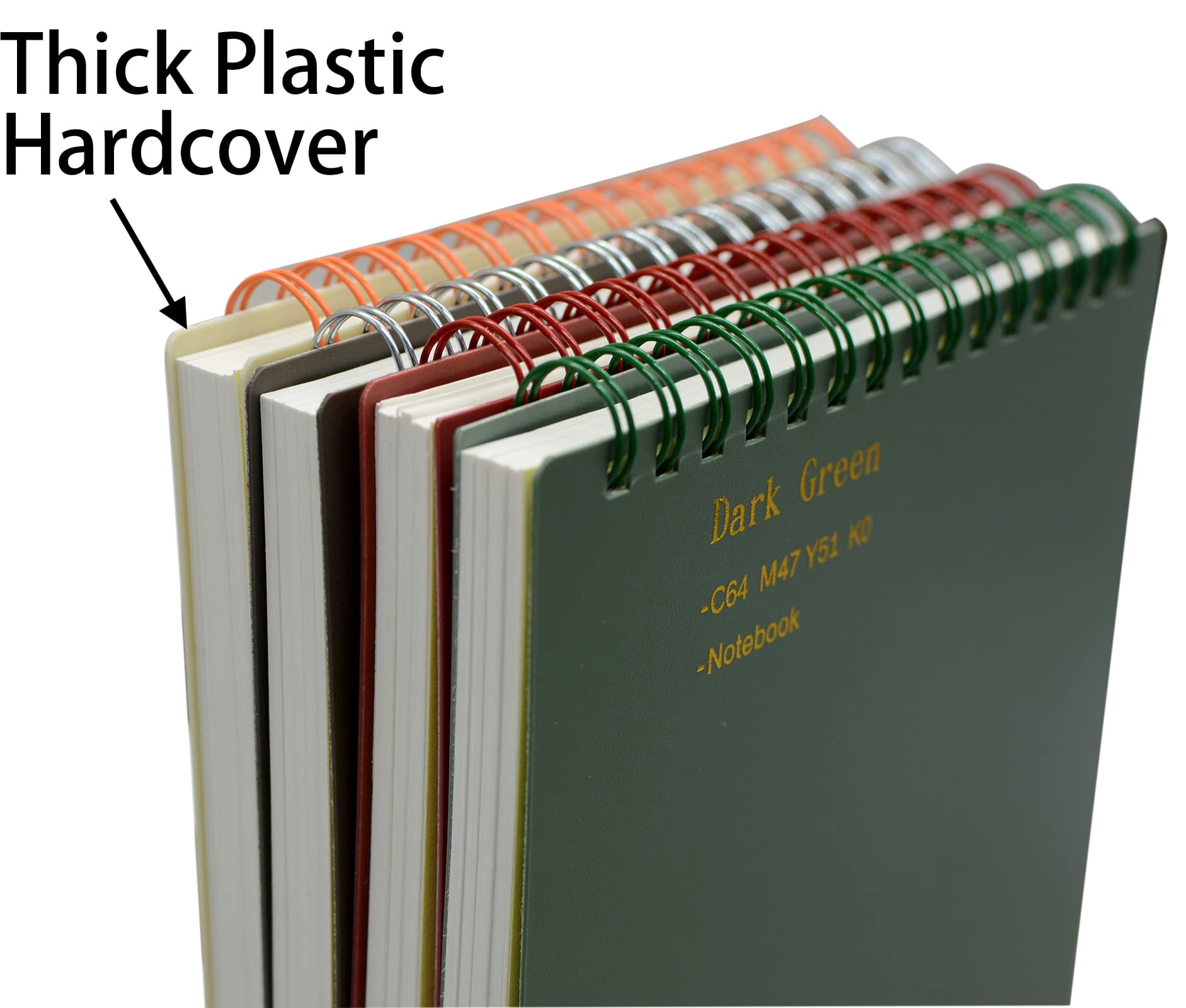 Top Bound Spiral Notebook  4 4 Color A5 Size Thick Plastic Hardcover 7mm College Ruled Paper 80 Sheets (160 Pages) Journal For School And Office Supplies (4 A5)