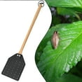 thumbnail image 4 of 1pcs Tapette à Mouches en Cuir Robuste Marron avec Long Manche en Bois de Hêtre pour Intérieur Extérieur Attrape Insectes Noir, 4 of 6