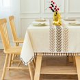 thumbnail image 1 of Embroidery Tassel Tablecloth  Cotton Linen Dust Proof Table Cover  for Kitchen Dining Room Home Party Tabletop Decor Yening, 1 of 7