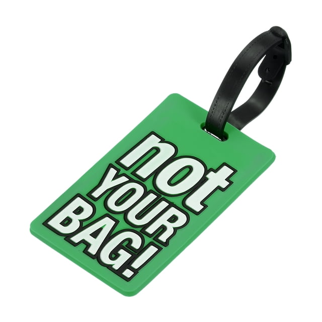 Equipaje Etiqueta, PVC Identificador Tarjeta Soporte Etiqueta, No Tu Bolsa Patrón Viaje Bolso Etiqueta con Ajustable Correa para Equipaje Maleta, Verde