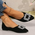 thumbnail image 6 of hopeusnice Women's Rhinestone Buckle Pointed Toe Flats Slip On Shoes Comfortable Low Heel Ballerinas Elegant Wedding Party Dress Shoes Black 36, 6 of 9