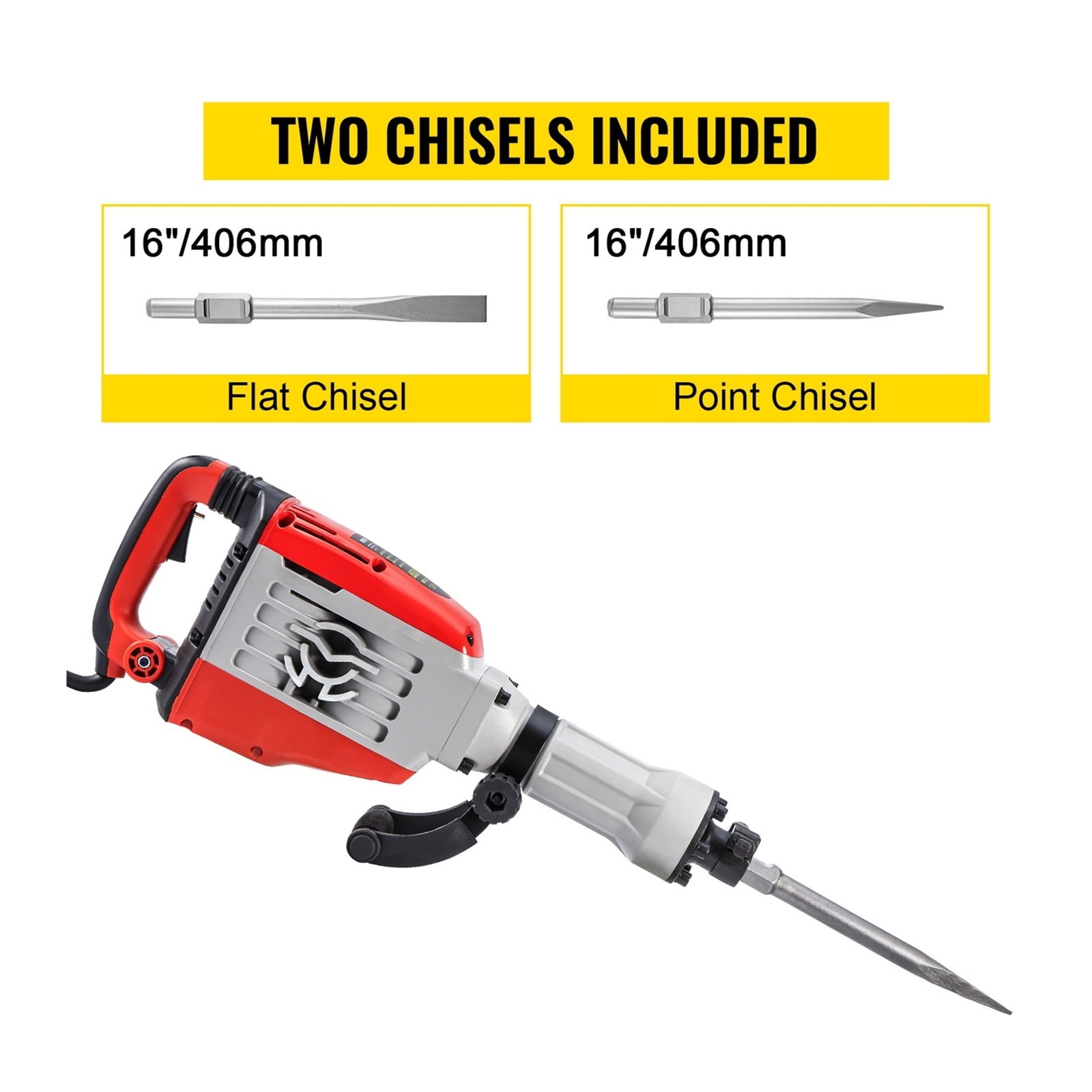 Demolition Jack Hammer 3800W Multifunctional Rotary Hammer With Box Concrete Ground Breaking Electric Hammer Tool Impact Drill For Trenching, Chipping, Breaking Holes ,Efficient and Reliable