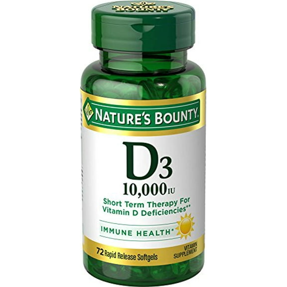 4 Pack Nature's Bounty D3 10,000 IU Immunity Vitamin Supplement 72 Softgels Each