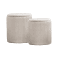 thumbnail image 1 of Set De 2 Taburetes Otomano Redondo Terciopelo Plisado Blanco, 1 of 8