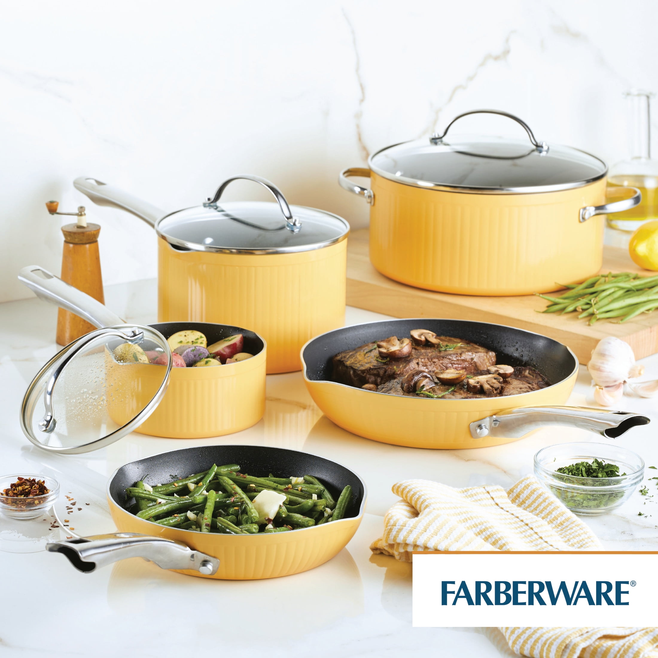 Farberware Style 10pc Nonstick Cookware Pots And Pans Set - Blue