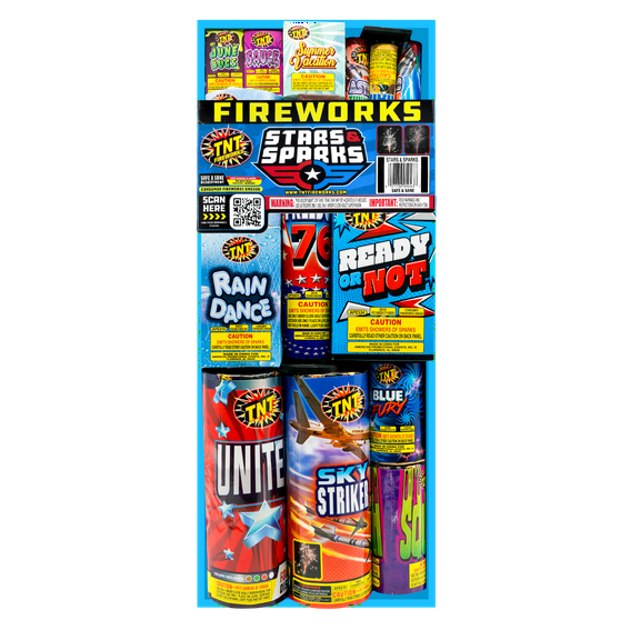 TNT Fireworks, Stars and Sparks, Assortment Pack, Ground Based Fountain Fireworks, Party