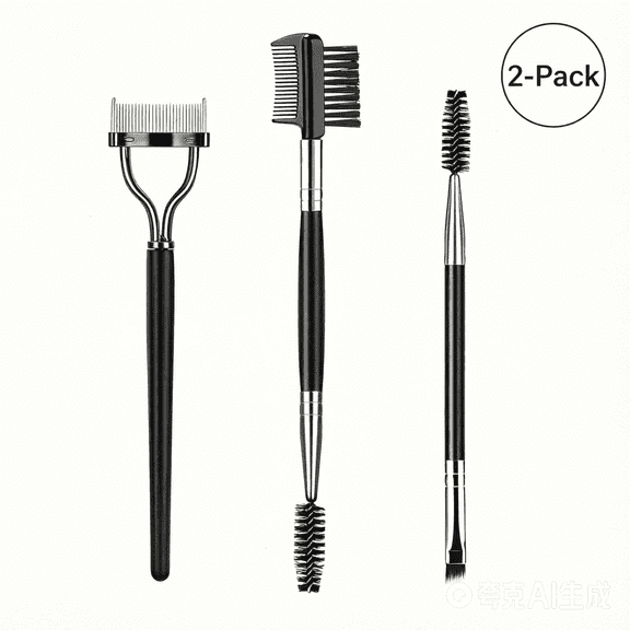 2 Pack Eyelash Separator & Eyebrow Brush Set, Dual-Ended Spoolie Eye Makeup Tools (3 Pcs)
