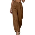 thumbnail image 6 of BVnarty Women High Waist Pleated Front Barrel Trousers Ankle Button Cuffs Belt Loops Relaxed Fit For Office Work And Daily Business Errands Brown S, 6 of 7