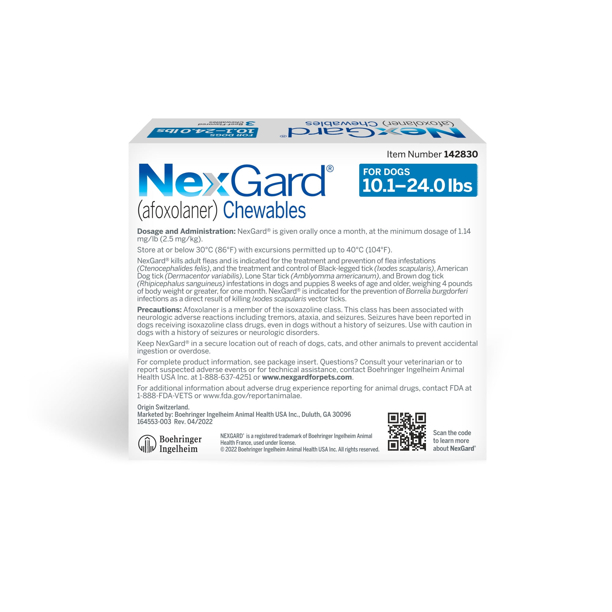 NexGard Flea & Tick Chewables for Dogs 10.1-24 lbs, Beef Flavor