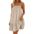 thumbnail image 5 of Horkkom Mini Dresses for Women Solid Color Camisole Summer Dresses Beach Travel Vacation Sundresses, S-2XL, 5 of 9