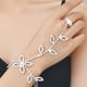 thumbnail image 1 of Pulseras de anillo de hoja NQ boda nupcial tobillera plata arnés mano anillos dedos accesorios mujeres niñas, 1 of 5