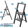 thumbnail image 3 of Sorfey 2-Step Step Ladder Slim, Anti-Slip Foldable Ladder Step Stool, Gray Wood & Black, 3 of 8