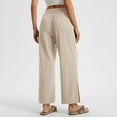 thumbnail image 3 of FAIWAD Linen Pants Women Elastic Waist Wide Leg Casual Loose Trouser with Pockets Boho Athletic Workout Joggers, 3 of 9