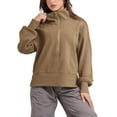 thumbnail image 5 of Biekopu Women's Loose Pullover, Solid Color Lapel Long Sleeve Half Zip Cropped Sweatshirt Clothes, 5 of 9