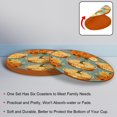 thumbnail image 4 of Thanksgiving Set of 6 Cool Round Microfiber Leather Coasters, 11x11 cm/4.3x4.3 in, Stylish Drink Mats for Home and Office Decor, 4 of 6