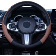thumbnail image 4 of Universal Car Steering Wheel Cover Steering Wheel Cover Heavy Duty Leather Steering Wheel Cover 38CM / 15 '' Anti Slip Steering Wheel Cover Steering Wheel Protector (Black Coffee), 4 of 7