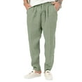 thumbnail image 1 of Innerwin Trousers Drawstring Men Bottoms Holiday High Waist Lightweight Summer Pants Green L, 1 of 4