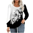 thumbnail image 2 of Wancir Women's Color Block Tunic Tops Casual Long Sleeve Shirts Round Neck Pullover, 2 of 4