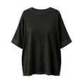 thumbnail image 5 of Womens Summer Shirts Plus Size Batwing Sleeve Versatile Neck Oversized Tshirts for Women Black 2XL, 5 of 7