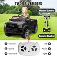 thumbnail image 3 of Ram Ride on Car Toys, 12V RAM 2500 Powered Ride on Toy Truck with Remote Control, Electric Car for Kids Girls 3-5 w/ Bluetooth, Rear Storage Trunk, Safety Belt, Rear Wheel Suspension, Black, 3 of 8