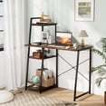 thumbnail image 2 of Giantex Computer Desk, Modern Study Writing Table w/ 4-Tier Storage Shelves & X-Shaped Frame, Home Office Workstation, Brown, 2 of 8