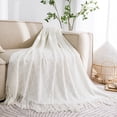 thumbnail image 4 of Manta de punto con pompones Zefei Wu 47 x 67 pulgadas beige, 4 of 5