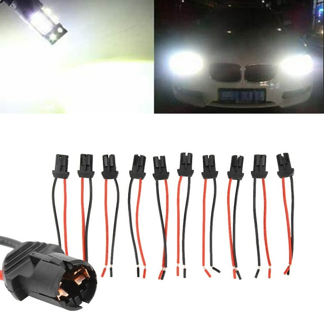 Conector Soporte de lámpara Base de enchufe LED-10pcs T10 Coche Camión Barco Bombilla de luz de cu?a Conector hembra Soporte de lámpara Base de enchufe LED Conector precabo EOTVIA No