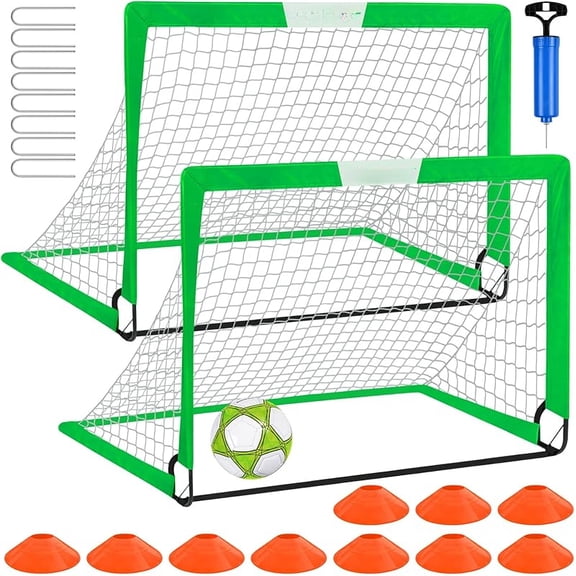 Kids Soccer Goal Set for Backyard, 4' x 3' Portable Soccer Net with Ball, Pop Up Soccer Training Equipment for Youth Outdoor Play