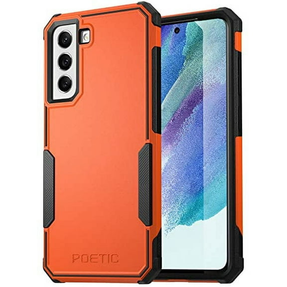 Poetic Neon Case for Samsung Galaxy S21 FE, Dual Layer Heavy Duty Drop Protection, Orange