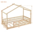 thumbnail image 5 of Tamaño doble cama de madera casa cama marco con cerca, para niños, adolescentes, niñas, niños, 5 of 5